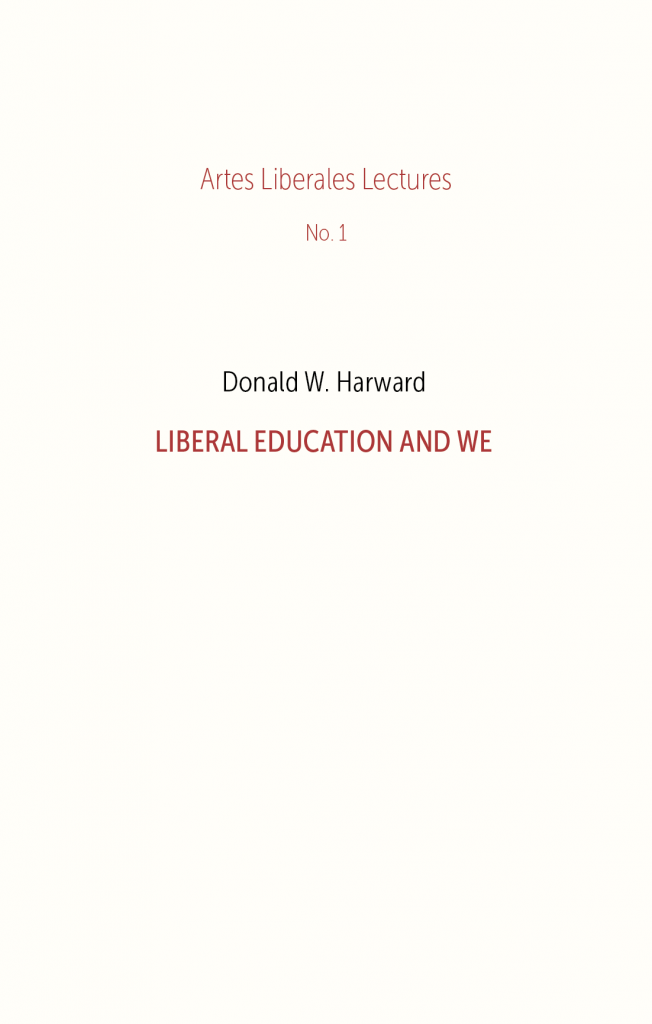 Book Cover: Liberal Education and We