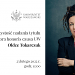 Doktorat honoris causa UW dla Olgi Tokarczuk