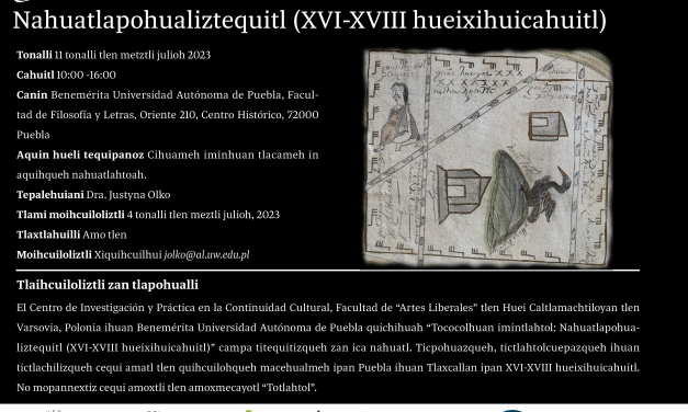 Partycypacyjne warsztaty poświęcone lekturze i interpretacji historycznych tekstów w języku nahuatl