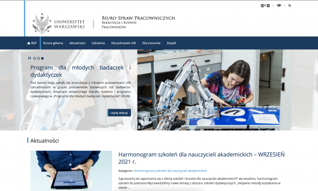 Nowa strona www sekcji ds. rozwoju kompetencji nauczycieli akademickich BSP UW