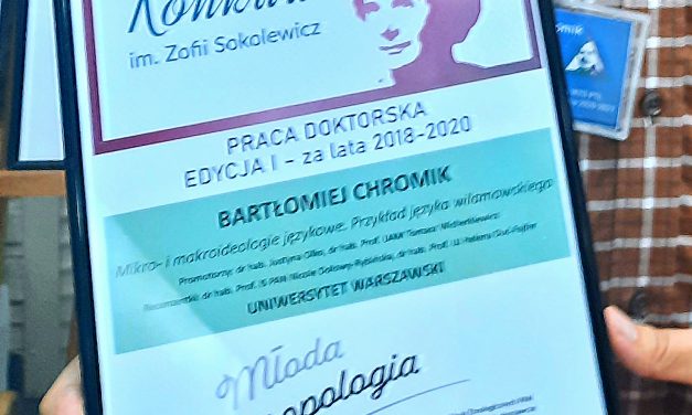Dysertacja doktorska Bartłomieja Chromik nagrodzona w konkursie im. Zofii Sokolewicz