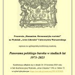 Konferencja: „Panorama polskiego baroku w studiach lat 1973–2023”