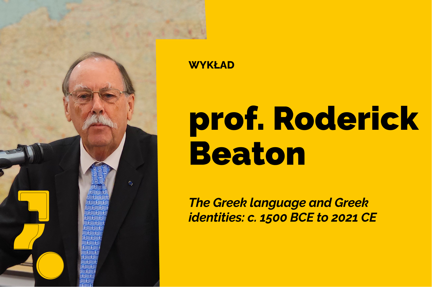 Plakat wykładu prof. Rodericka Beatona z jego fotografią i tytułem wykładu