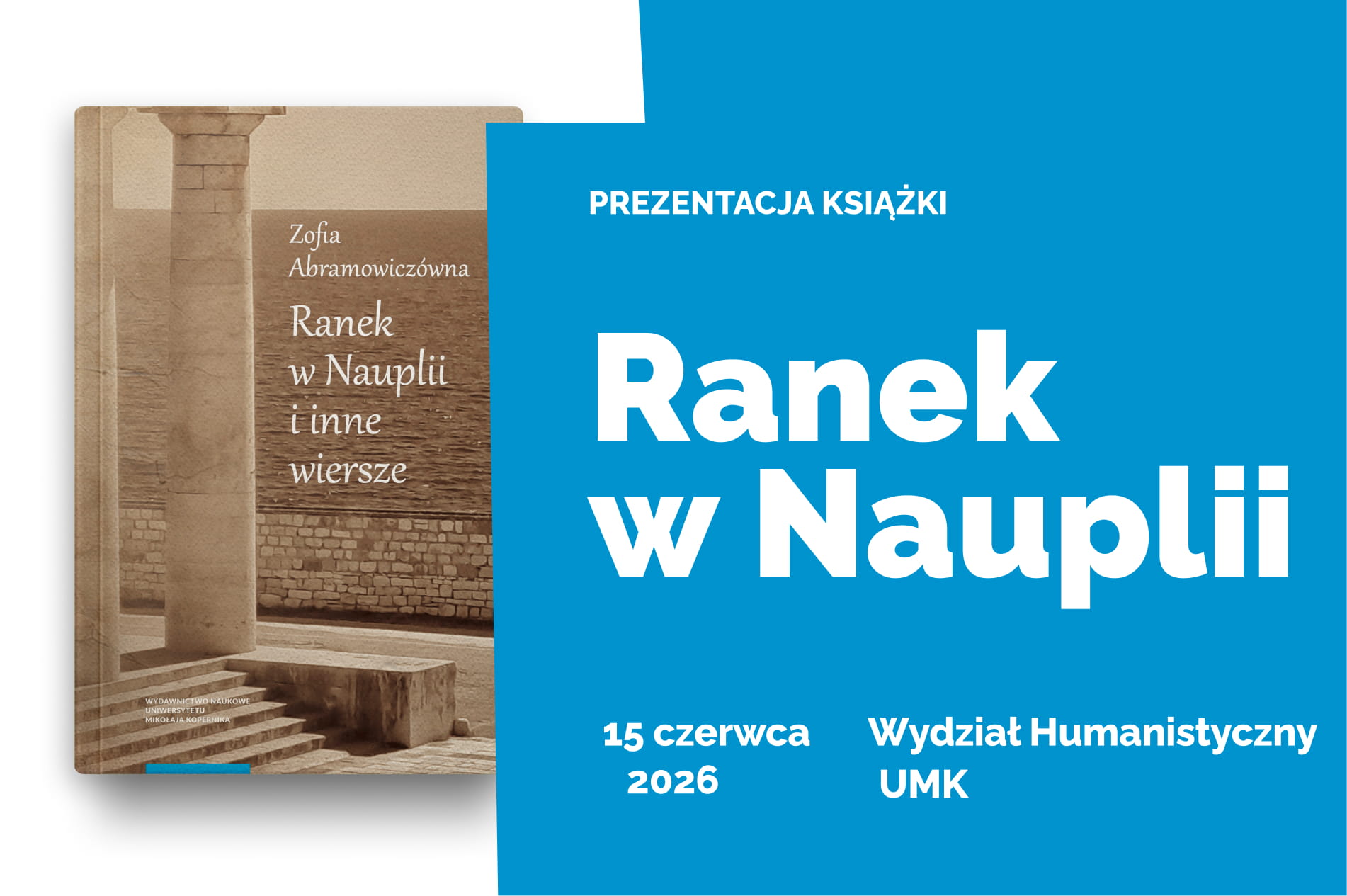 Grafika z okładką książki i informacją o prezentacji